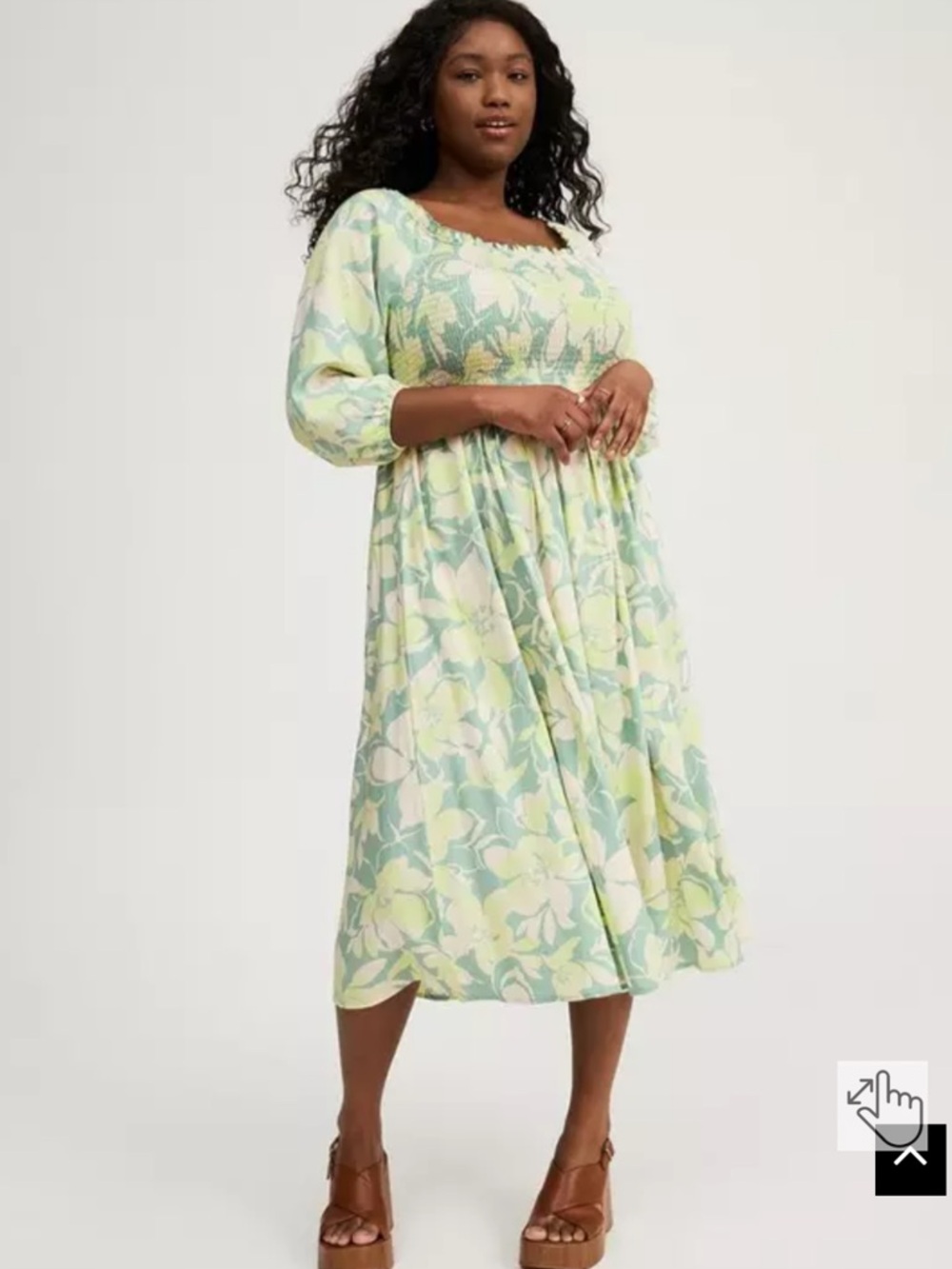 torrid women’s bright Pastel Green & Cream Floral Midi Dress size 0 (L 12) VGUC